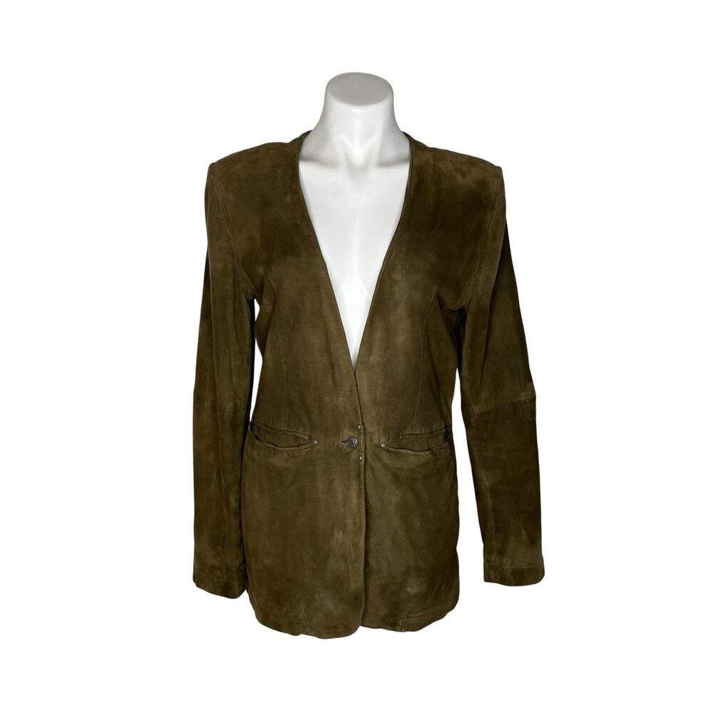DIESEL Suede Split Back Jacket Blazer Dark Olive Size Medium